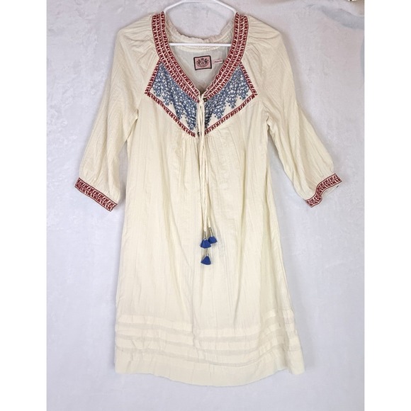 Juicy Couture Dresses & Skirts - Vintage Y2K Juicy Couture Boho Embroidered Cotton Peasant Dress Size 8